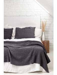 AmourLinen Linen waffle bed throw in Charcoal