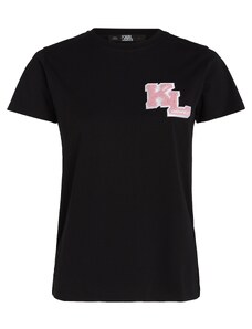 Karl Lagerfeld Marškinėliai rožinė / juoda / balta