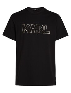 Karl Lagerfeld Marškinėliai juoda / sidabrinė