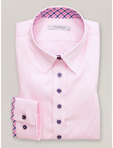 Willsoor Klasikiniai šviesiai rožiniai moteriški marškiniai su dekoratyviniu raštu 15666