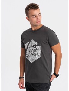 Ombre Clothing Vyriški medvilniniai marškinėliai su žemėlapio motyvu - grafito spalvos V1 OM-TSPT-0169