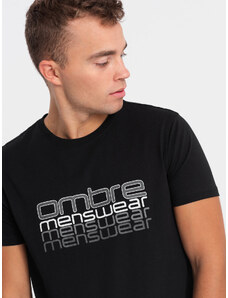 Ombre Clothing Vyriški medvilniniai marškinėliai su spauda - juodi V3 OM-TSPT-0160