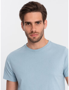 Ombre Clothing BASIC vyriški klasikiniai medvilniniai marškinėliai - mėlyni V12 OM-TSBS-0146