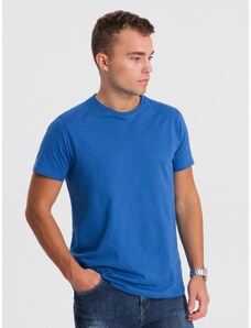 Ombre Clothing Vyriški klasikiniai medvilniniai marškinėliai BASIC - mėlyni V8 OM-TSBS-0146