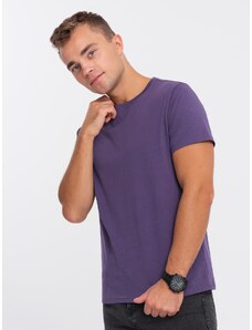 Ombre Clothing Vyriški klasikiniai medvilniniai marškinėliai BASIC - violetinės spalvos V9 OM-TSBS-0146
