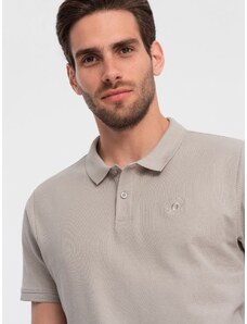 Ombre Clothing Vyriški pique trikotažo polo marškinėliai - smėlio spalvos V5 S1374