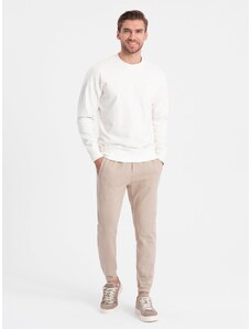 Ombre Clothing CARROT vyriškos trikotažinės trikotažinės kelnės - smėlio spalvos V2 OM-PASK-0143