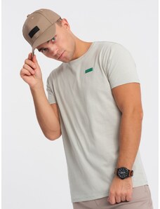 Ombre Clothing Vyriški kontrastiniai medvilniniai marškinėliai - šviesiai pilki V2 OM-TSCT-0151
