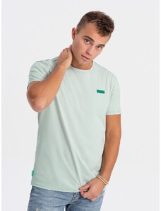 Ombre Clothing Vyriški kontrastiniai medvilniniai marškinėliai - mėtų spalvos V4 OM-TSCT-0151