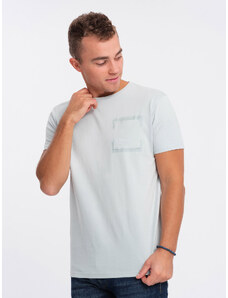 Ombre Clothing Vyriški medvilniniai marškinėliai su kišenėmis - šviesiai pilki V10 OM-TSPT-0154