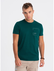 Ombre Clothing Vyriški medvilniniai marškinėliai su kišenėmis - jūriniai V5 OM-TSPT-0154