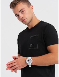 Ombre Clothing Vyriški medvilniniai marškinėliai su kišenėmis - juodi V1 OM-TSPT-0154