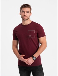 Ombre Clothing Vyriški medvilniniai marškinėliai su kišenėmis - bordo spalvos V2 OM-TSPT-0154