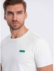 Ombre Clothing Vyriški kontrastiniai medvilniniai marškinėliai - balti V5 OM-TSCT-0151