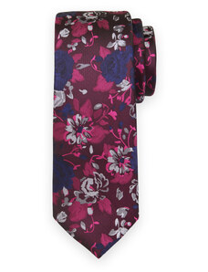Willsoor Klasikinis vyriškas fuksijos spalvos kaklaraištis su didelių gėlių raštu 16149