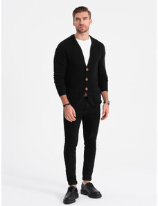 Ombre Clothing Vyriškas struktūrizuotas megztinis su kišenėmis - juodas V1 OM-SWCD-0109