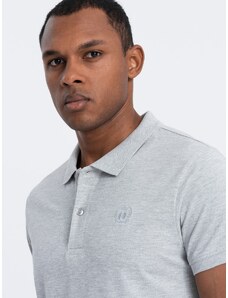 Ombre Clothing Vyriški pique trikotažo polo marškinėliai - pilkas melanžas V20 S1374
