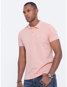 Ombre Clothing Pique trikotažo polo marškinėliai - šviesiai rožinės spalvos V5 S1746