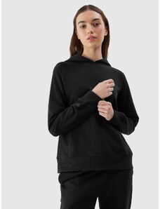 4F Moteriškas sportinis neatsegamas džemperis su gobtuvu - juodas