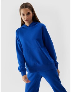 4F Moteriškas sportinis neatsegamas džemperis su gobtuvu - kobalto spalvos