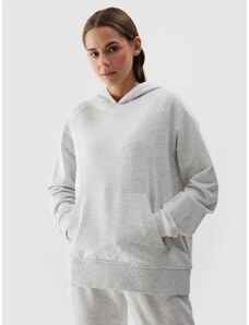 4F Moteriškas sportinis neatsegamas džemperis su gobtuvu - pilkas