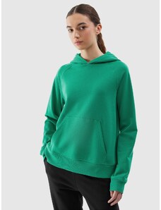 4F Moteriškas sportinis neatsegamas džemperis su gobtuvu - žalias