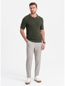 Ombre Clothing Vyriškos chino kelnės su elastinga juosta SLIM FIT - šviesiai pilkos V1 OM-PACP-0157