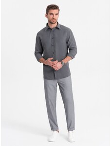 Ombre Clothing Vyriškos chino kelnės su elastinga juosta SLIM FIT - pilkos V2 OM-PACP-0157