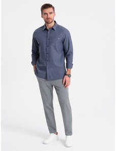 Ombre Clothing Vyriškos chino kelnės su elastine juosta SLIM FIT - pilkos V1 OM-PACP-0158