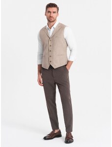 Ombre Clothing Vyriškos chino kelnės su elastine juosta SLIM FIT - šokoladas V2 OM-PACP-0158