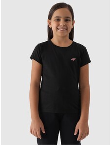 4F T-shirt lygūs marškinėliai mergaitėms - gili juoda