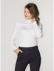 Willsoor Moteriški balti marškiniai su kontrastingų spalvų elementais 16198