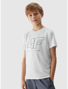 4F Sportiniai greitai džiūstantys marškinėliai berniukams - balti