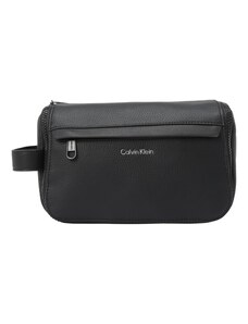 Calvin Klein Tuoleto reikmenų krepšys juoda / sidabrinė