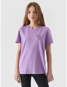 4F T-shirt marškinėliai su grafika mergaitėms - violetiniai