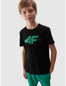 4F T-shirt marškinėliai iš organinės medvilnės su grafika berniukams - juodi