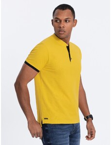 Ombre Clothing Vyriški polo marškinėliai be apykaklės - geltoni V9 OM-TSCT-0156