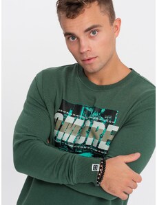 Ombre Clothing Spausdintas vyriškas džemperis per galvą - žalias V2 OM-SSPS-0156