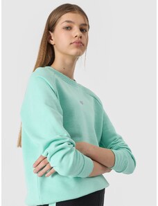 4F Neatsegamas džemperis be gobtuvo su organine medvilne mergaitėms - mėtinės spalvos