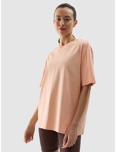4F Moteriški T-shirt oversize lygus marškinėliai - koralų spalvos