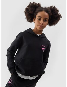 4F Sportinis neatsegamas, džemperis su gobtuvu mergaitėms - juodas