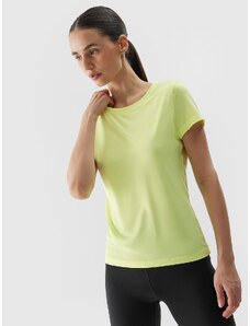 4F Moteriški treniruočių marškinėliai pagaminti iš perdirbtų medžiagų - šviesiai geltoni