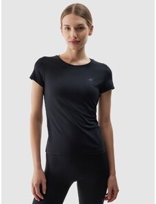 4F Moteriški treniruočių marškinėliai pagaminti iš perdirbtų medžiagų - juodi