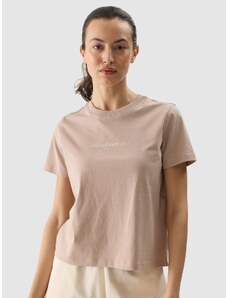 4F Moteriški T-shirt regular marškinėliai su grafika - smėlio spalvos
