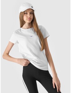 4F T-shirt marškinėliai iš organinės medvilnės lygūs mergaitėms - balti