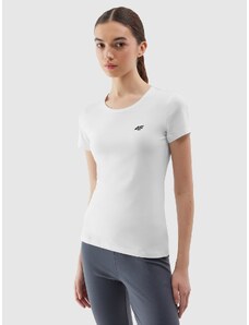 4F Moteriški T-shirt slim lygūs marškinėliai - balti