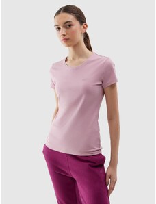 4F Moteriški T-shirt slim lygūs marškinėliai - rožiniai