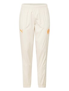 PUMA Sportinės kelnės 'OM Prematch' gelsvai pilka spalva / oranžinė / natūrali balta