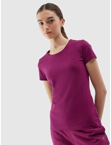 4F Moteriški T-shirt slim lygūs marškinėliai - violetiniai