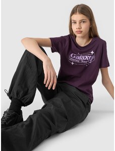 4F T-shirt lygūs marškinėliai mergaitėms - tamsiai violetiniai